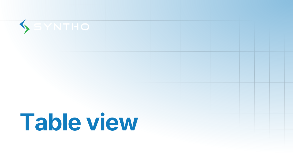Table view | Syntho Documentation